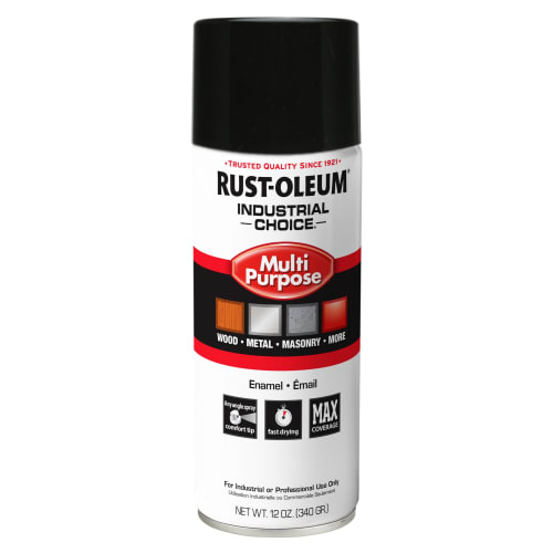 Rust-Oleum Industrial Choice 1600 System Multi-Purpose Enamel Spray Paint, Gloss Black, 12 oz